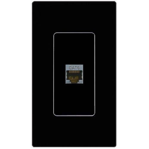 RiteAV CAT6-SHIELDED Wall Plate Screwless Frame [Black]