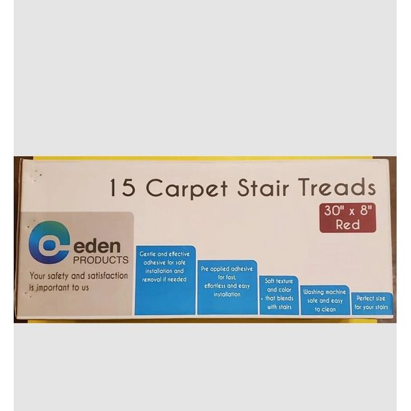 Non-Slip Carpet Stair Treads for Wooden Steps 15 pcs 8" x 30" RED Peel & Stick