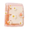 JIHUOO Mini 3 Ring Binder Cover PVC Notebook Loose Leaf Binder Snap Button Loose Leaf Folder Round Ring Binder Cover Protector Pink