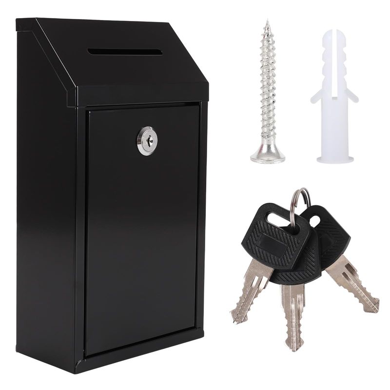 Metal Donation Box with Lock Ballot Box Drop Box with Lock Suggestion ...