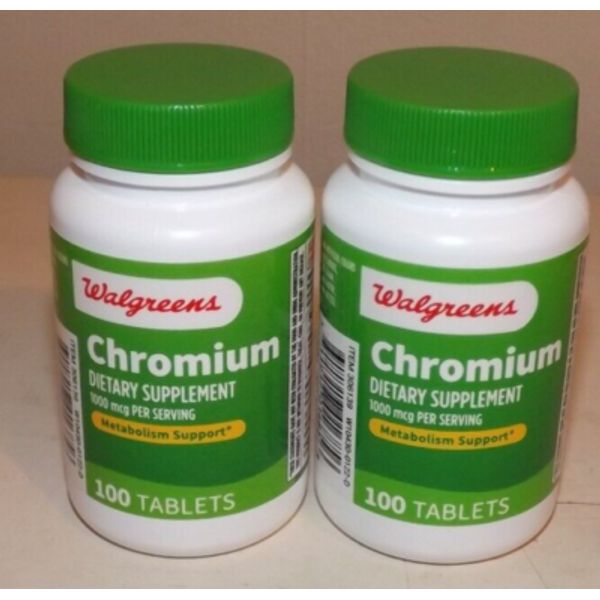 2 Walgreens Chromium Supplement 1000mcg For Metabolism Support 100 Ct Exp 05/25