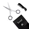Tecto 4.5" Beard Moustache Scissors with Comb & Pouch, Stainless Steel Eyebrow, Ear & Nose Small Hair Scissors Multi Functions Men Facial Hair Grooming kit Gift Set