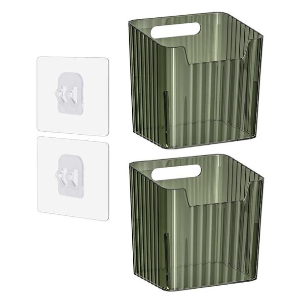 Set Of 2 Storage Organizer Wall Mounted Stackable Clear Plastic Storage Boxes