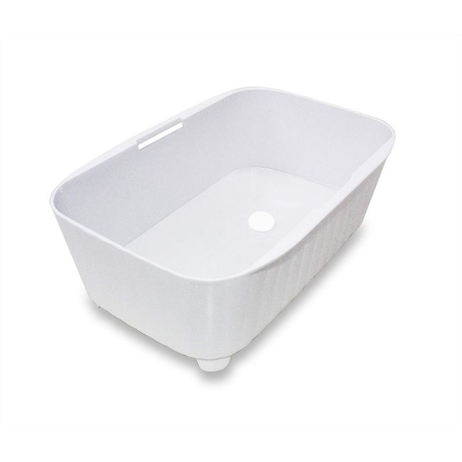 Tombow Washtub, Vertical and Horizontal Drain with Nozzle, Made in Japan, Width 14.6 x Depth 9.1 x Height 5.1 inches (37 x 23 x 13 cm), White, Shinki Synthesis, 34 Type