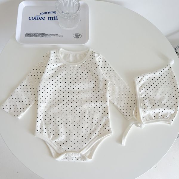 Baby Polka Dot Pattern Detachable Wing Decoration Cotton Bodysuit & Hat - 66 (3-6M) / White