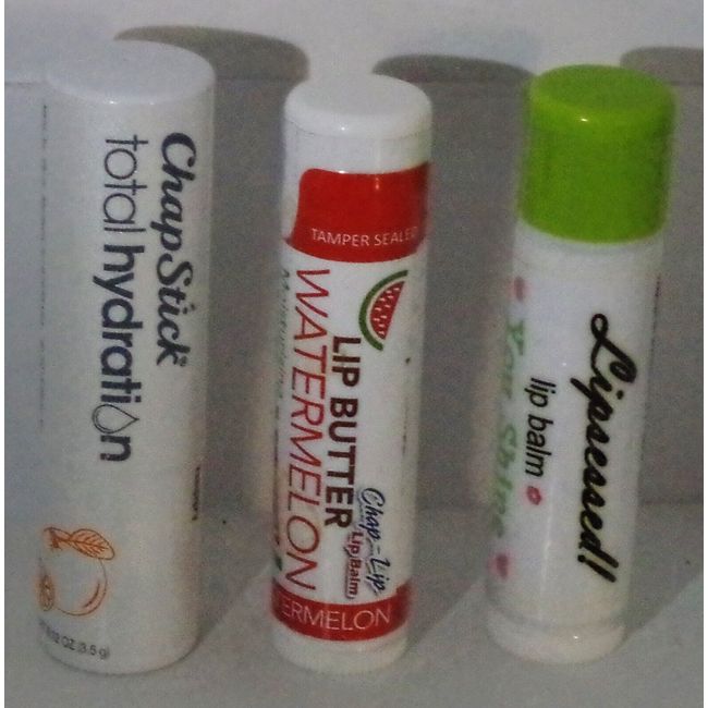 3 Type Lip Balms LIPSEESED!, CHAP STICK TOTAL HYDRATION & LIP BUTTER SEALED