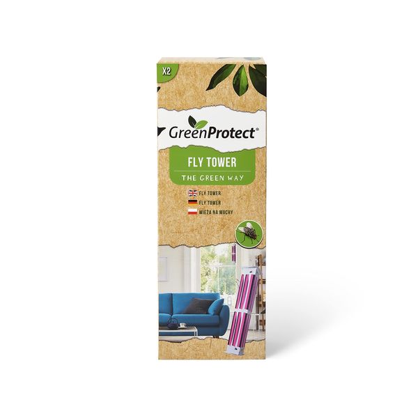 GreenProtect Fly Tower 3D Pattern Glue Trap Eco Friendly, Green