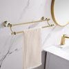 WINCASE Crystal Towel Holder Double, Adjustable Gold Towel Bar 18 to 30 Inch, Towel Rack Rail for Bathroom Wall Mounted