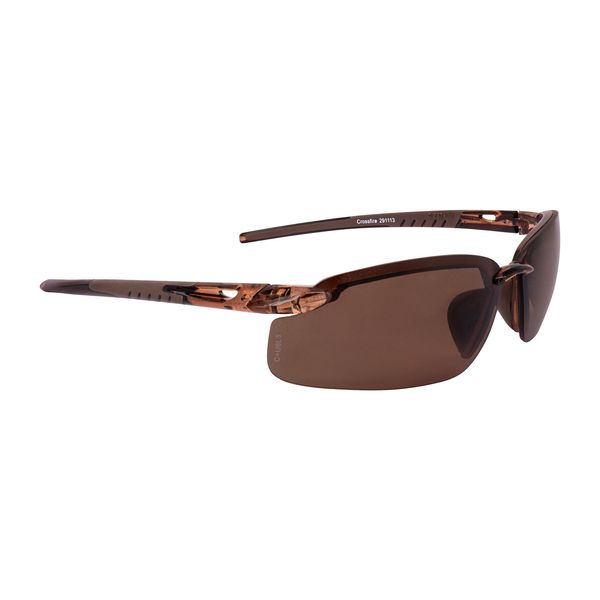 Crossfire Eyewear 291113 Es5 Polarized Safety Glasses with High Definition Brown Polarized Lens and Crystal Brown Frame