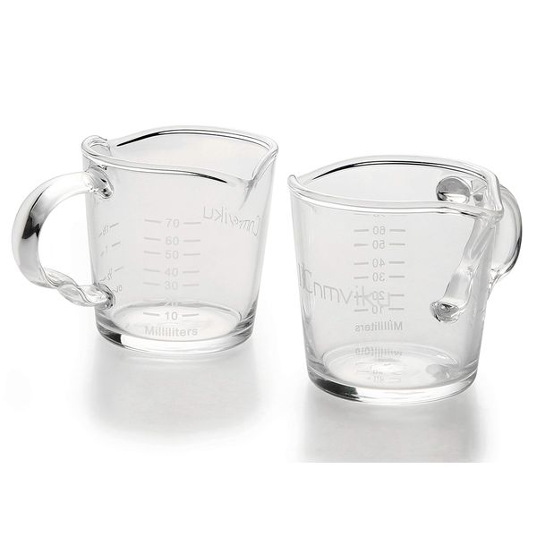 Measuring Cups 70ml/3OZ Espresso Shot Glass with Handle Glass Shot Glass Measuring Cups Graduated Thickened Heat Resistant Glass Liquor Glass Wine Glass for Espresso Machine (2)