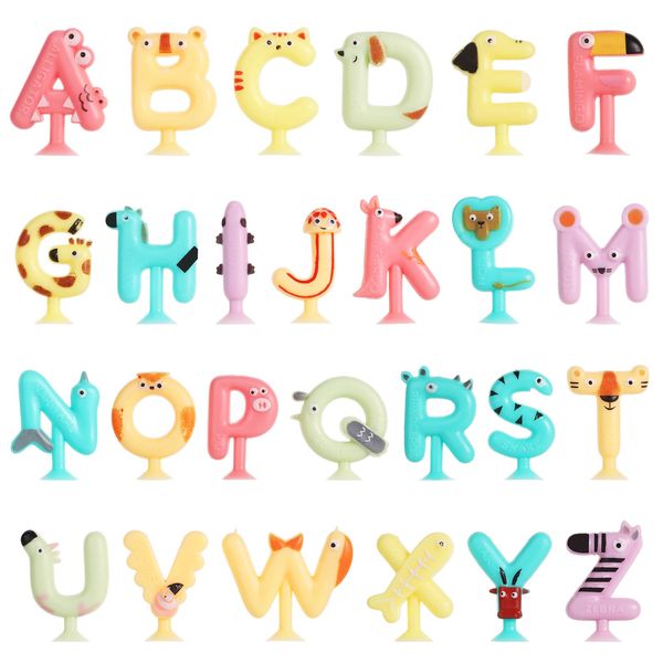 26pcs Suction Cup Letters Toys, Washable Alphabet Educational Toys Learning Spelling Games Educational Bath Toys Kids Interactive Toys Alphabet Learning Toys for Toddlers