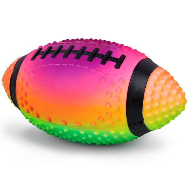 AMOR PRESENT Shindel Inflatable Football, 9 Inches Rainbow Rubber Football Mini Football for Kids Adults Football Party Favors, Fun Outdoor Toss Games, Pet Training Sports Toys