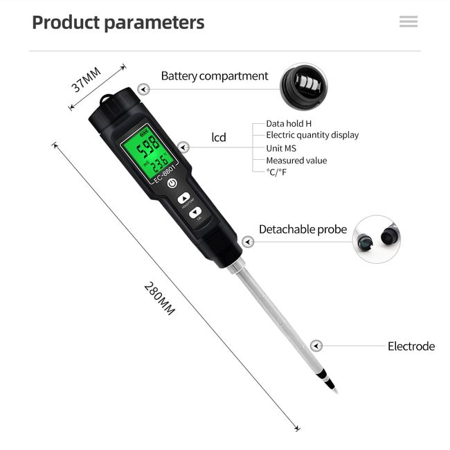 Direct Soil EC Meter Probe  Purchase an EC Meter Probe for Water & Soil  Testing