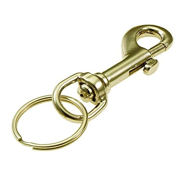 Lucky Line 3" Solid Brass Bolt Snap with 1" Brass Split Key Ring (45001)