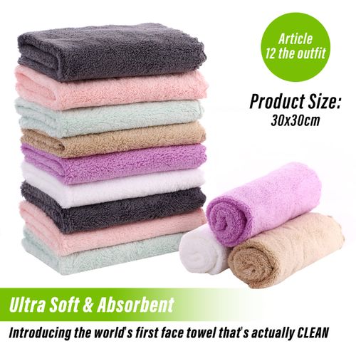 TENSTARS 12 Pack Premium Washcloths Set - Quick Drying- Soft Microfiber Coral Velvet Highly Absorbent Wash Clothes - Multipurpose Use as Bath, Spa, Facial, Fingertip Towel (Multicolored)