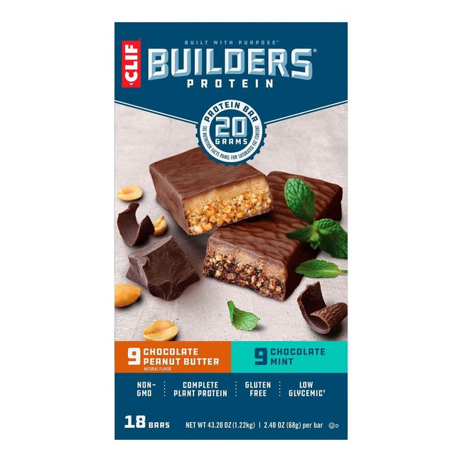 Clif Builder's Protein Bar, Variety Pack, 2.40 oz, 18-count