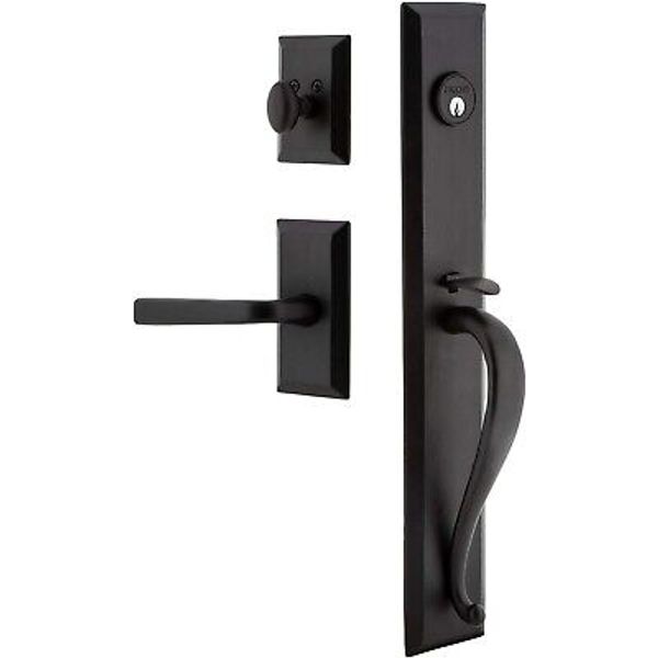 Ageless Iron 657879 Keep One-Piece Handleset 2.375" Backset, Black Iron