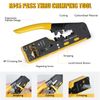 RJ45 Crimp Tool Kit Ethernet Pass through Crimper Network Cat5 Cat6 Cat7