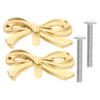 2Pcs Bow Knobs for Dresser Gold Brass Bow Shape Cabinets Knobs for Home Kitchen Cabinet Hardware Cupboard Wardrobe