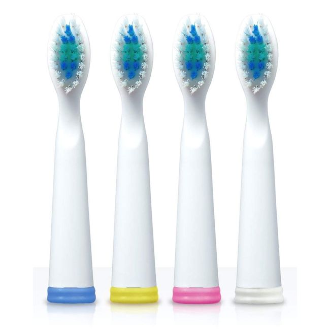 Sonic-FX Replacement Electric Toothbrush Heads Compatible with Fairywill, Sonic-FX and SnapWhite for Adults and Kids | Soft Charcoal/Nylon Bristles Sonic Replacement Toothbrush Heads (White,Pack of 4)