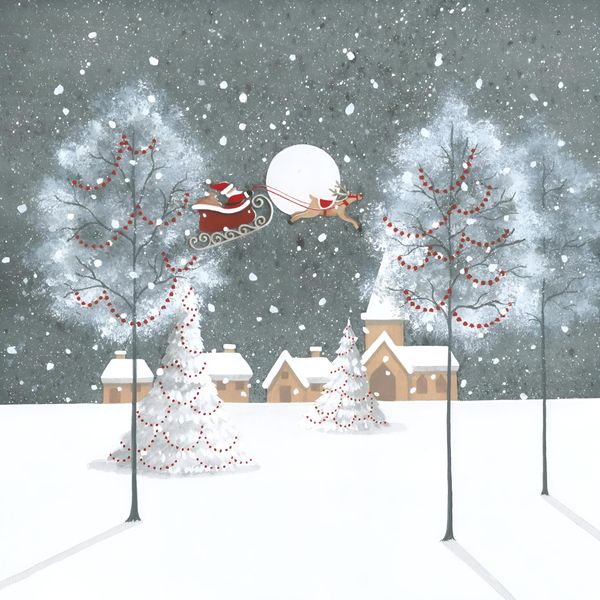 GBCC Charity Christmas Cards Pack of 6 - Charity Christmas Cards with an Artistic Santa and Rudolph Design - Eco-Friendly Xmas Cards Multipack with Envelopes