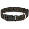 Buckle-Down 6-9" Square Lines Black/Greens/Pinks Plastic Clip Collar, Narrow Small