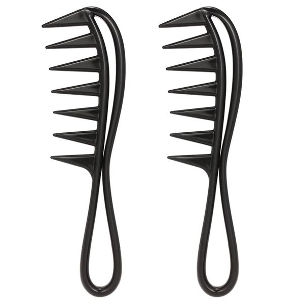 LuLiyLdJ Haarkamm, Lockenkamm Strähnenkamm, Kamm für Locken, Hai Zahnkamm, Wide Tooth Comb, Comb for Rurly Hair, Afro Kamm, Antistatisch Kamm für für Home Salon Friseurkamm, 2 Stück