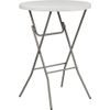 32'' Round Granite White Plastic Bar Height Folding Table - Cocktail Table