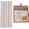 2 pc Kitchen Set: 1 Jumbo Potholder & 1 Towel, PLAID FALL, CRAZY PUMPKIN LADY,HL