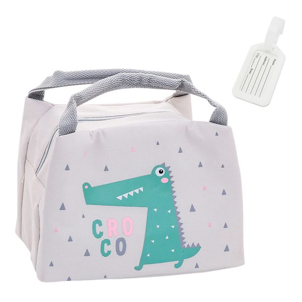 QEEQPF 1 Piece Keep Warm Crocodile Bag with 1 Swing Tag, Insulated Lunch Bag, Kids Lunch Bag with Handle, Cute Portable Picnic Bag, Refrigeration Bag