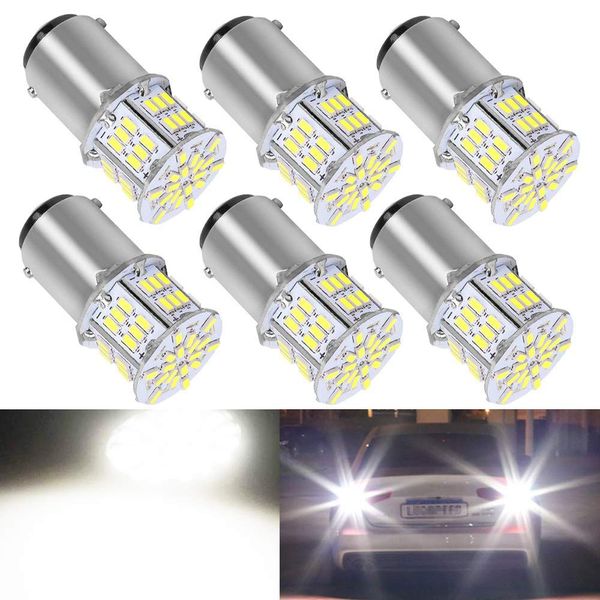 BlyilyB BA15D 1130 1142 1176 LED Bulb Bright White Interior LED Light Bulb for Car Trailer Marine RV Camper Boat As Tail Light - (Pack of 6)