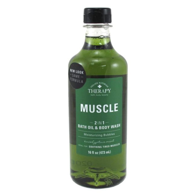 Village Naturals Aches + Pains Muscle Bath Oil & Wash 16 Ounce (473ml) (2 Pack)