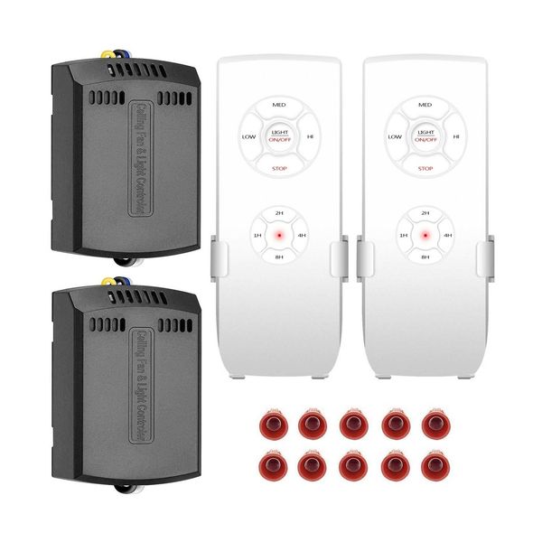2 Pack Small Size Universal Ceiling Fan Remote Control Kits, 3-in-1 Fan Speed...
