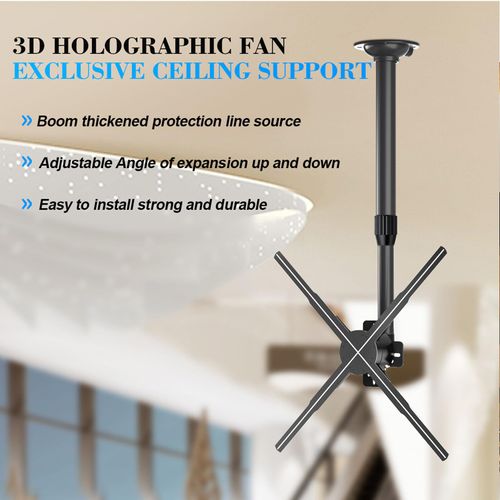 ASHATA 3D Hologram Fan Stand Mount, Ceiling Wall Projector Mount Stand for 3D Holographic Fans, Height 15.5 to 24 Inch, 3D Advertising Display Ceiling Bracket, Load Capacity 4kg