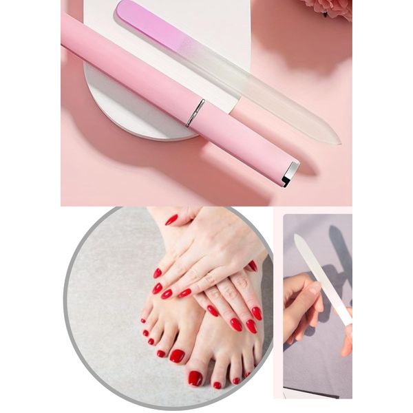 Romaxo Crystal Nail Glass File Strong Glass File for Natural and Artificial Nails, Double Sided,Nail File with Case Professional Salon Manicure/Pedicure Tool for Nails Women Men Kids Nail Care Gift