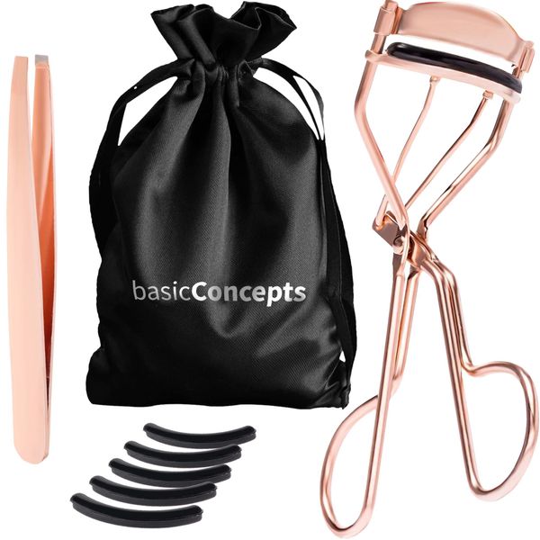 Eyelash Curlers Kit (Rose Gold), Premium Lash Curler for Perfect Lashes, Universal Eye Lash Curler with 5 Eyelash Curler Refills, Eyelash Curler for Women, rizador de pestañas (Box Colors Vary)