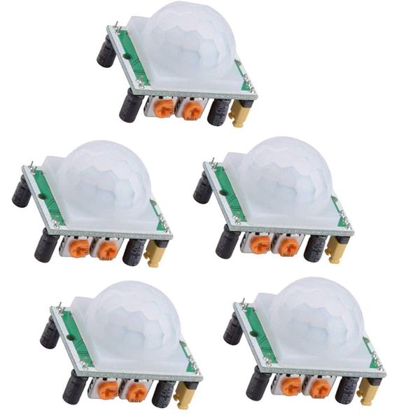 Electrones PIR Motion Sensor Module, HC-SR501 Infrared Detection, 5-Pack, Compatible with Arduino and Raspberry Pi