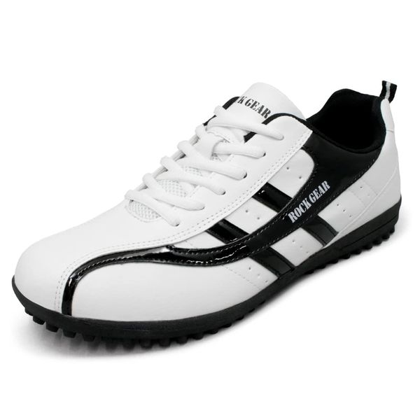 Rock Gear rg710 Men's Spikeless Golf and Walking Shoes, PU Leather, white