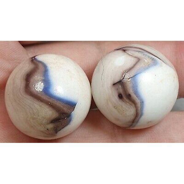 15/16" Rare Metallic Pair Of Imperial Unusual Colour Combo Vintage Marbles MM/M