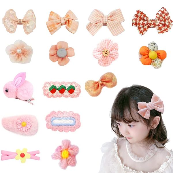 GOCROWEEN Children's Hair Clips, Luxurious 16-Piece Set, Girls, Flowers, Bow Tie, Hair Accessories, Hair Ties, Stylish, Kids, Girls, Hair Ornament, Colorful, Cute, Birthday Gift (B)