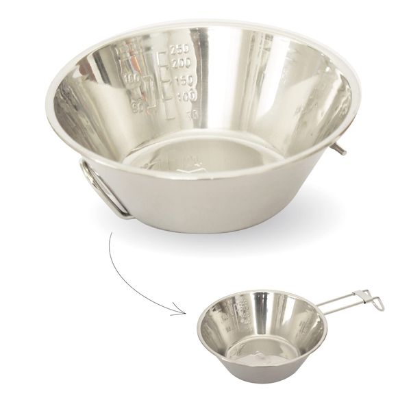 d+ Shera Cup Folding Graduated Polished Cup Measuring Cup Stainless Steel (Silver)