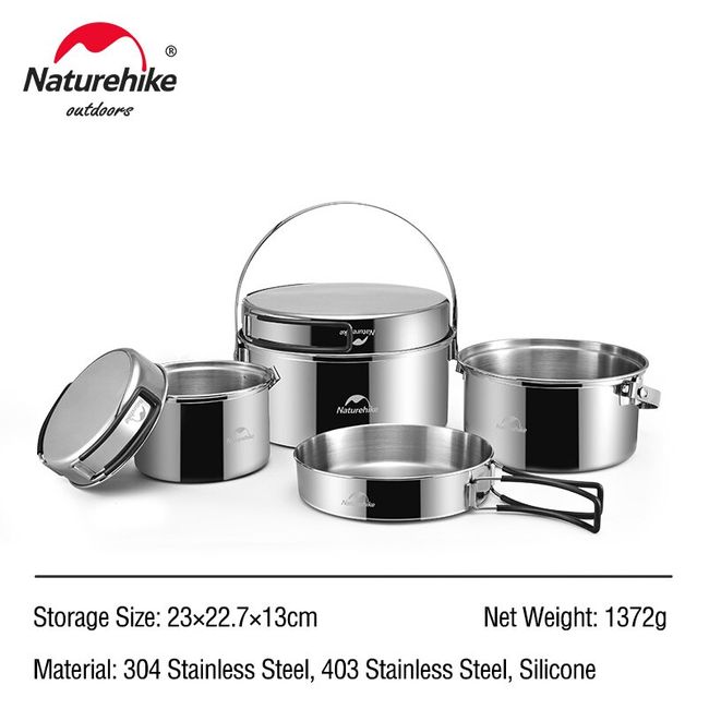 Outdoor Camping Pot Set 304 Stainless Steel Bowl Picnic Tableware