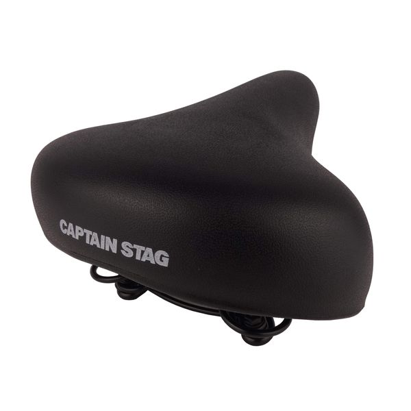 Captain Stag Y-7363 Bicycle Saddle, Soft Saddle, Black, Width 8.9 x Length 10.0 x Thickness 4.7 inches (225 x 255 x 120 mm) (Thickest Part)