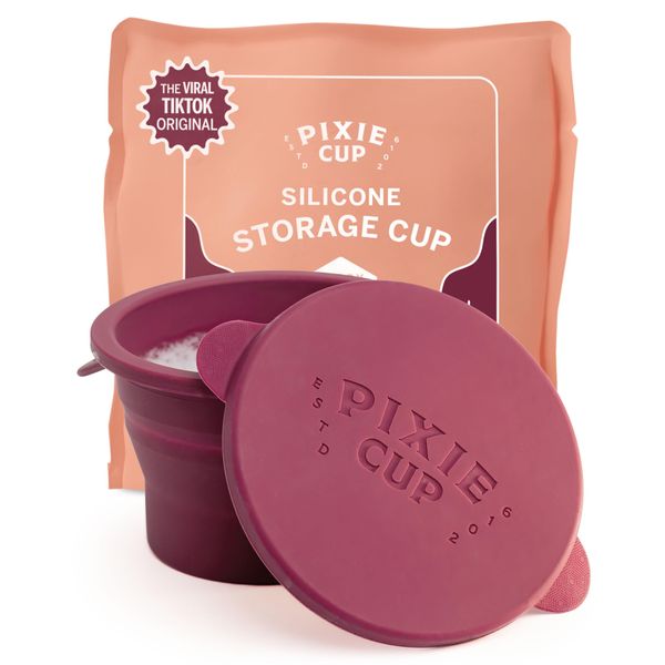 Pixie’s Public Restroom Menstrual Cup Wash Case 12oz - Collapsible Cleaner Container to Clean Your Menstrual Disc & Period Cup - Microwavable Friendly - Foldable for Travel - Sterilizer Case Holder