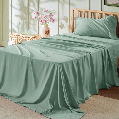 Bedsure Twin XL Sheet Sets Dorm Bedding - 3 Pieces Soft Extra Long Twin Sheets, Hotel Luxury, Easy Care Microfiber for Women, Men, Kids and Teens, Mint Green