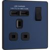 BG Electrical Evolve Single Switched Power Socket + 2 USB Charging Ports