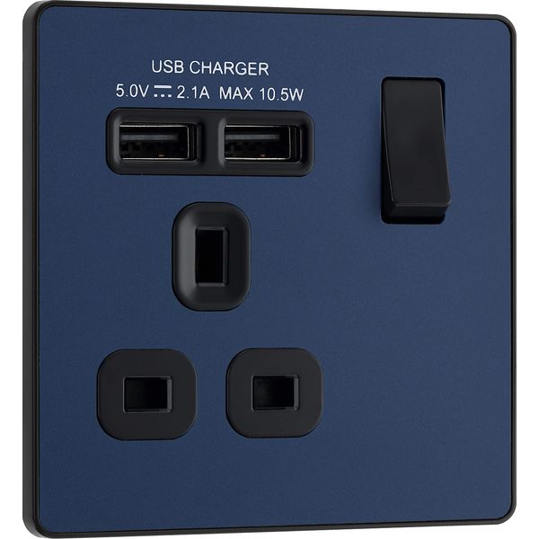 BG Electrical Evolve Single Switched Power Socket + 2 USB Charging Ports