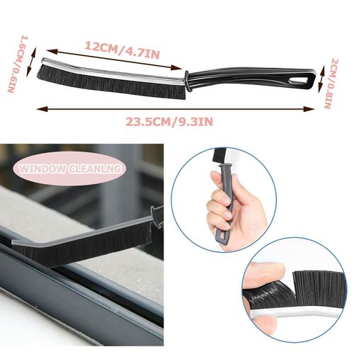 Crevice Cleaning Brush Long Handle Hard Bristle Brush Gap Stiff Cleaning Tool Toilet Tile Scrubbing Brushes for Home Kitchen Slim Spaces Window Door Bathroom Car (3PCS Black)