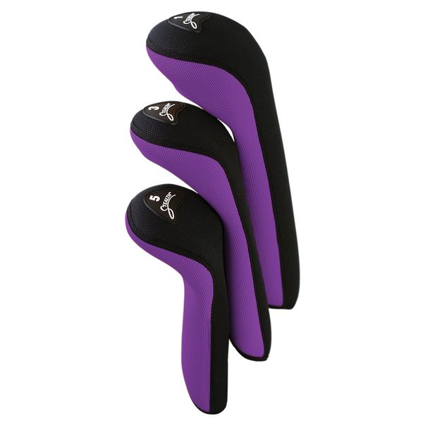 Stealth Club Covers 19130 Set 1-3-5 Golf Club Head Cover, Purple/Black