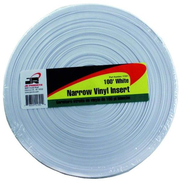 JR Products 11301 White 100 foot Narrow Vinyl Insert